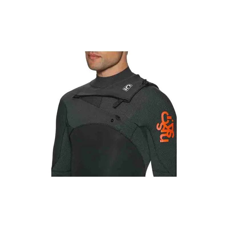 C-Skins Session 3:2 Men's GBS Chest Zipped Spring Wetsuit Black/Carbon/Warm Red-4